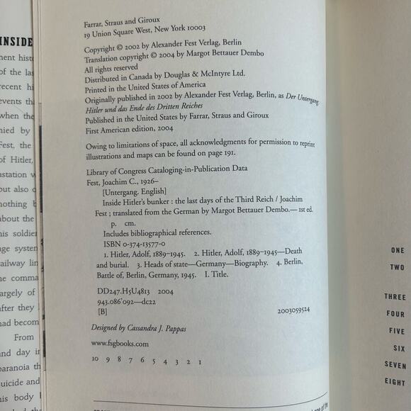 Inside Hitler's Bunker: The Last Day of the 3rd Reich by Joachim Fest 2004 HB/DJ - Picture 3 of 4